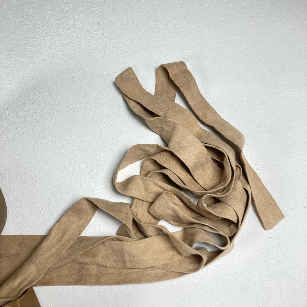 Lulu's Alta Lt. Nude Suede-like Block Heel Lace Up Sandals Size 9 Beige - Picture 7 of 15